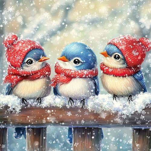 20 Servietten Winter Niedliches Vogel-Trio im Winter als Tischdeko....