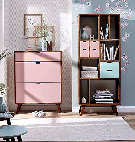Image of APRODZ Mango Wood Mehm Shoe Cabinet for Home | Shoe Rack Organiser | Pink and Brown Finish