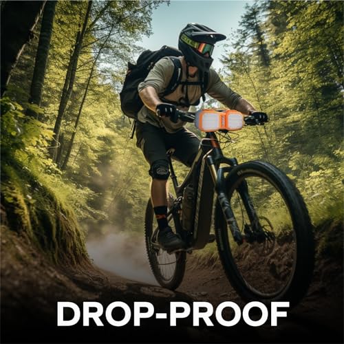 Image of Portable Bluetooth Speaker, Outdoor Water-Resistant, FM Radio, TF Card, USB | Rechargeable Battery w / 7HR Playtime; 10W, Aux Input, 33FT Wireless Range, Built-In Mic for Calls, Rugged Strap, Phone Stand