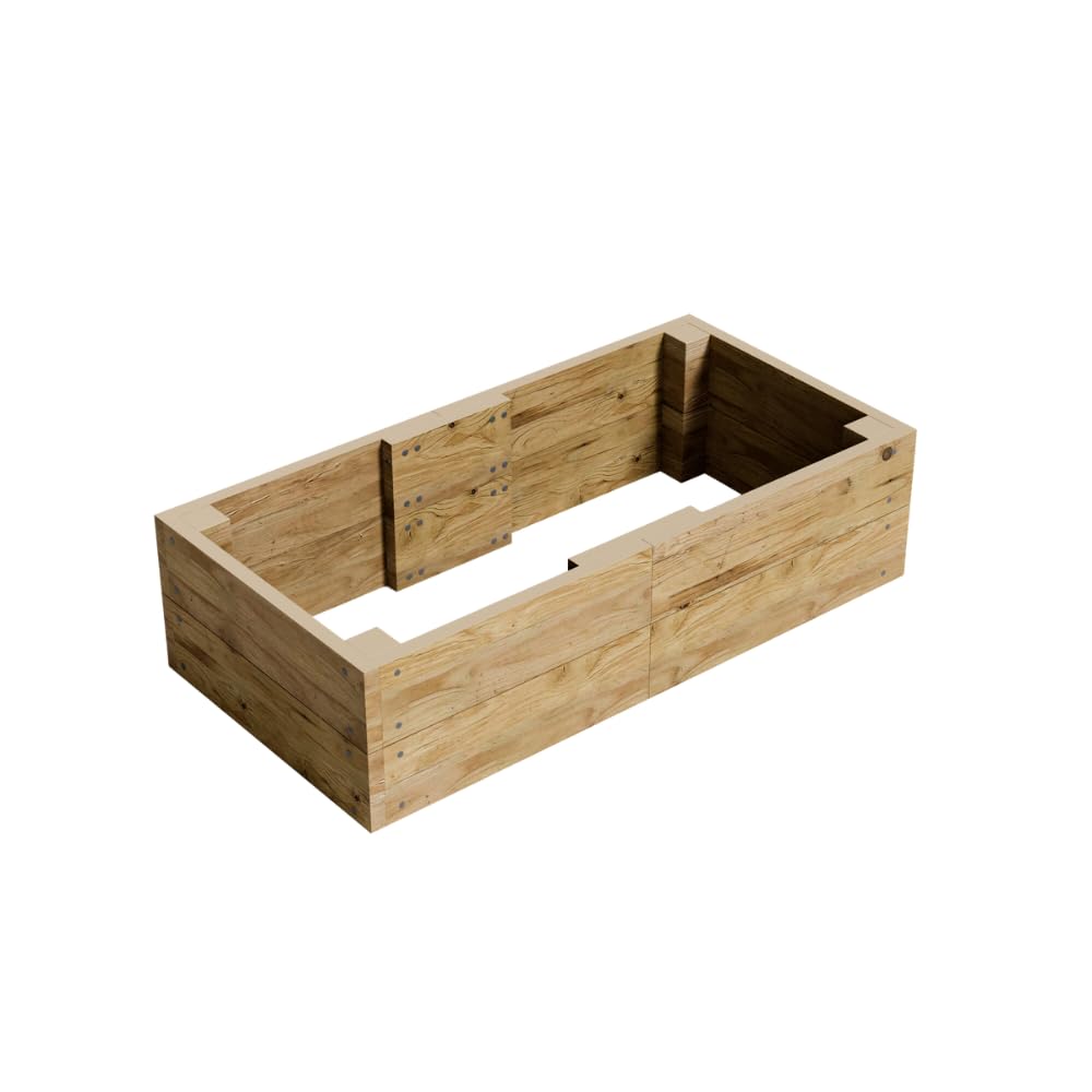 Conka Garden - Wooden Raised Bed Kit - Large Garden Planters for Vegetables, Herbs, Flowers – Start Growing Plants Earlier & Better - Durable & Resistant FSC Treated Timber 60cm L x 120cm W x 30cm H