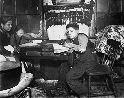 New York Tenement C1890 Na Young Immigrant Boy Learning To Write In A Tenement Apartment On Jersey Street In New York CityS Lower East Side Photograph By Jacob Riis C1890 Poster Print by (24 x 36)