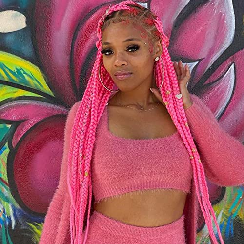 Itsuhair Hot Pink Braiding Hair Jumbo Box Braids Hair Extensions Glow In The Dark Hair Knotless Kanekalon Braiding Hair Luminous Jumbo Braiding Hair Glow In The Dark Hair Extensions #TOP1