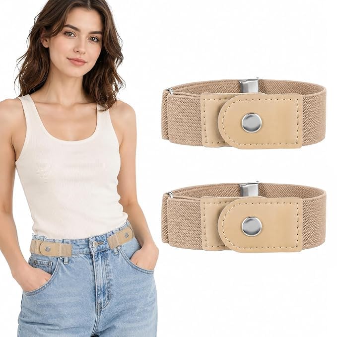 toxen Pack of 2 Buckle-Free Elastic Stretch Belt Adjustable Invisible Waistband-picture-1