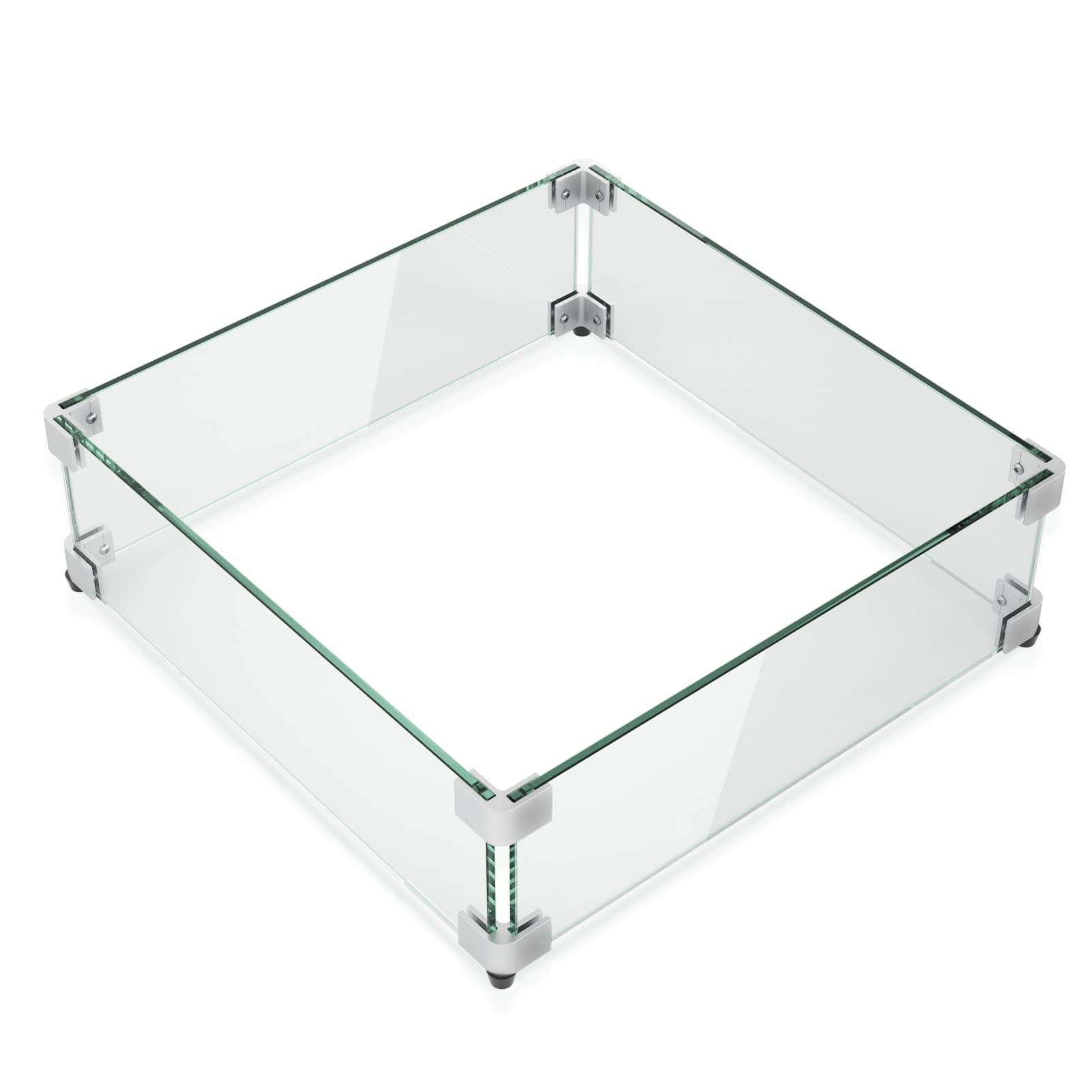 Photo 1 of GASPRO 19.5 Inch Glass Wind Guard for Square Fire Pit Table, Thick and Sturdy Tempered Glass Panel with Hard Aluminum Corner Bracket & Rubber Feet, Easy to Assemble 19.5 x 19.5 inch