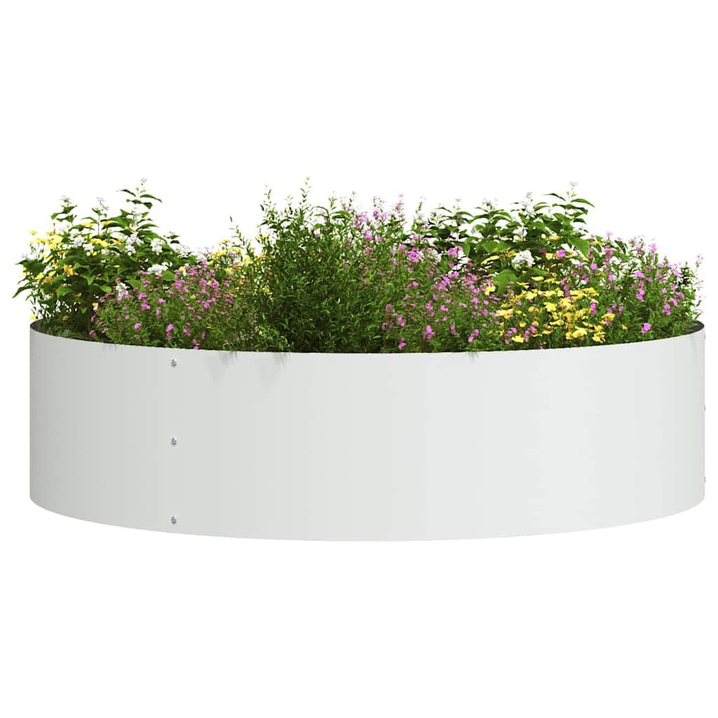 vidaXL Planter Ring White 80 x 80 x 20 cm Cold-rolled Steel, Round Steel Planter, Modern Outdoor Decor, Sculptural Garden Frame, Minimalist Ring for Contemporary Design