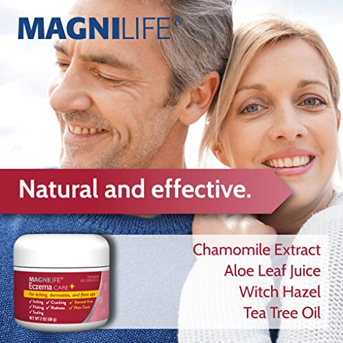 Image of MagniLife Eczema Care+, 2 Oz, Moisturizing Gel for Itchy, Dry Skin, Fast Relief for Dermatitis & Eczema Flare-Ups with Natural Ingredients, Aloe, Calendula & Tea Tree Oil, No Steroid & Parabens