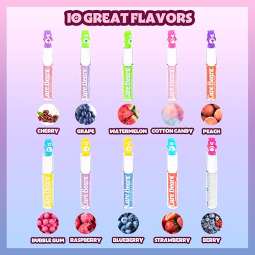 Care Bears 10 Piece Plant Based Lip Gloss, Girls Party Favors, First Makeup Set for Girl, Perfect for Parties, Sleepovers, and Birthday Gifts, Ages 3+, by Townley Girl - Image 2