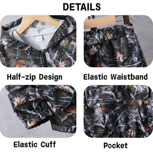 Image of Azmxynol Boys Clothes Kids Little Boy Color Block Half Zip Hoodie & Jogger Pants 2 Piece Outfit Set,4-12 Years