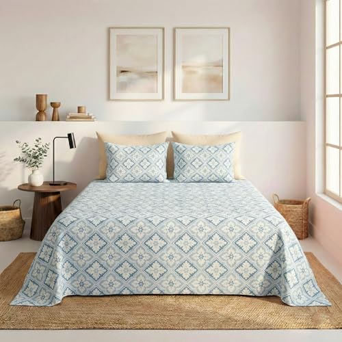 Image of HOMEKART 100% Cotton Feel Double Bed Bedsheet Set | 180tc to 220tc Soft & Breathable with 2 Pillow Covers | Wrinkle Free | for Bedroom & Gifting (Color -Light Grey, 90 x 90 Inches)