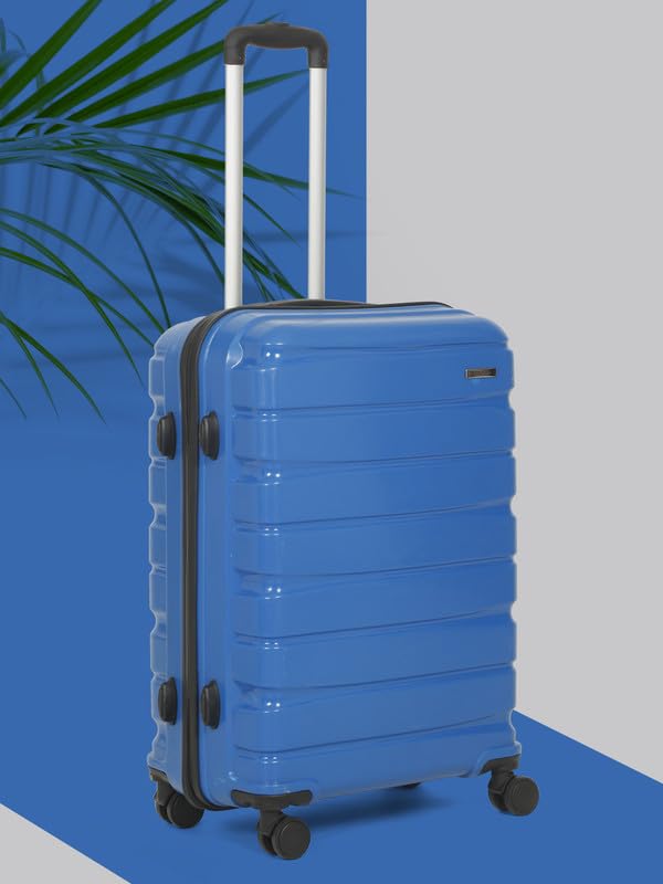 Image of Teakwood Medium Cabin Size 8 Wheels Trolley Bag, Hard Cabin with Zipper Closure, Adjustable Push Button & Cross Side Strap, TSA Lock System 360 Degree (Medium, Royal Blue)