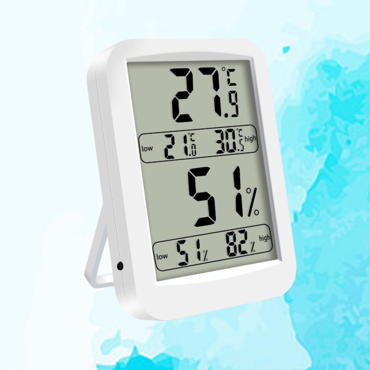 Sosoport Hygromètre Numérique D'intérieur Grand Écran pour Maison Bureau Chambre Bébé, Thermomètre Domestique Précis sans Piles, Mesure Température et Humidité, Affichage Stable