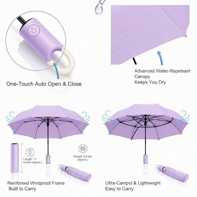 Image of Umbrella for Women | Umbrellas for Men | UV Coated 3 Fold Umbrella for Rain with Auto Open and Close Small Folding Travel-Foldable Windshield