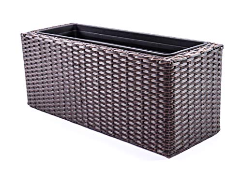 Preisvergleich Produktbild Pflanzkübel Blumenkübel Blumenkasten Rechteck Polyrattan LxBxH 66x23x25cm braun