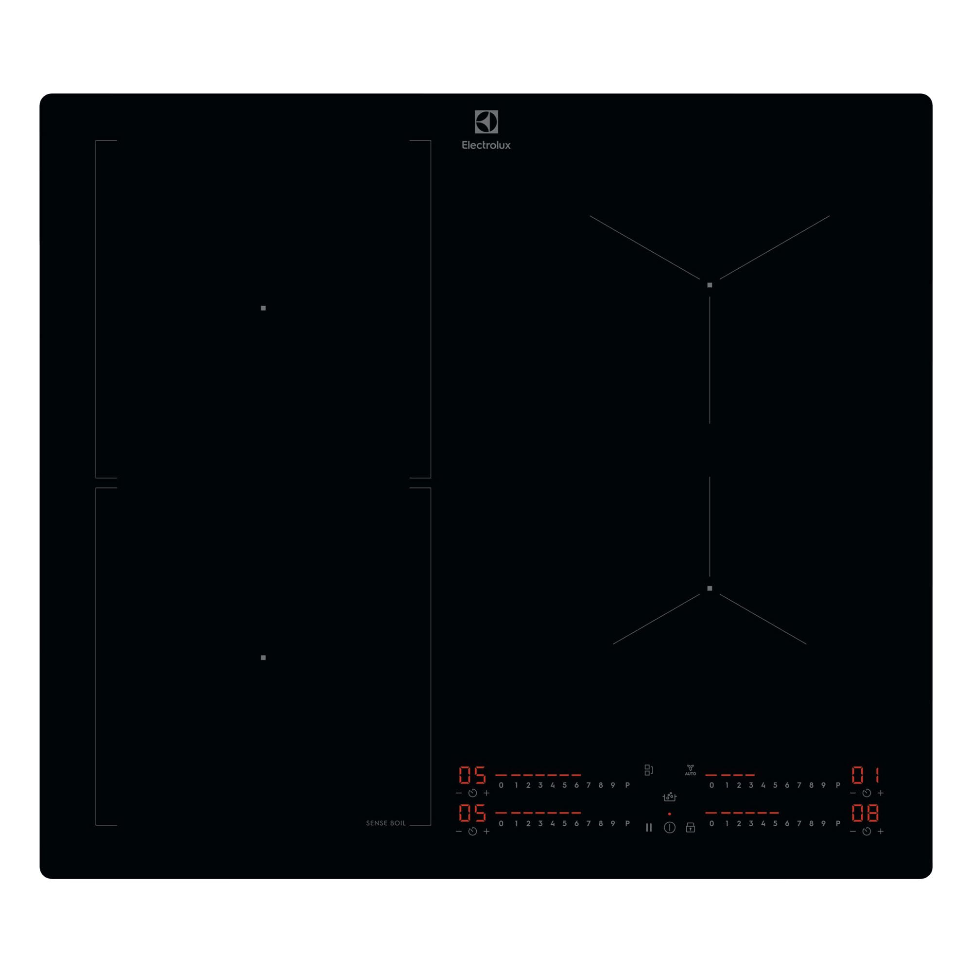Electrolux Piano Cottura Induzione da Incasso, KIS62453I, 60 cm, Serie 700, 4 Fuochi, Zona Combinata Flessibile, Funzione Hob2Hood, SenseBoil, Comandi Slider Touch, Funzione Sicurezza Bambino