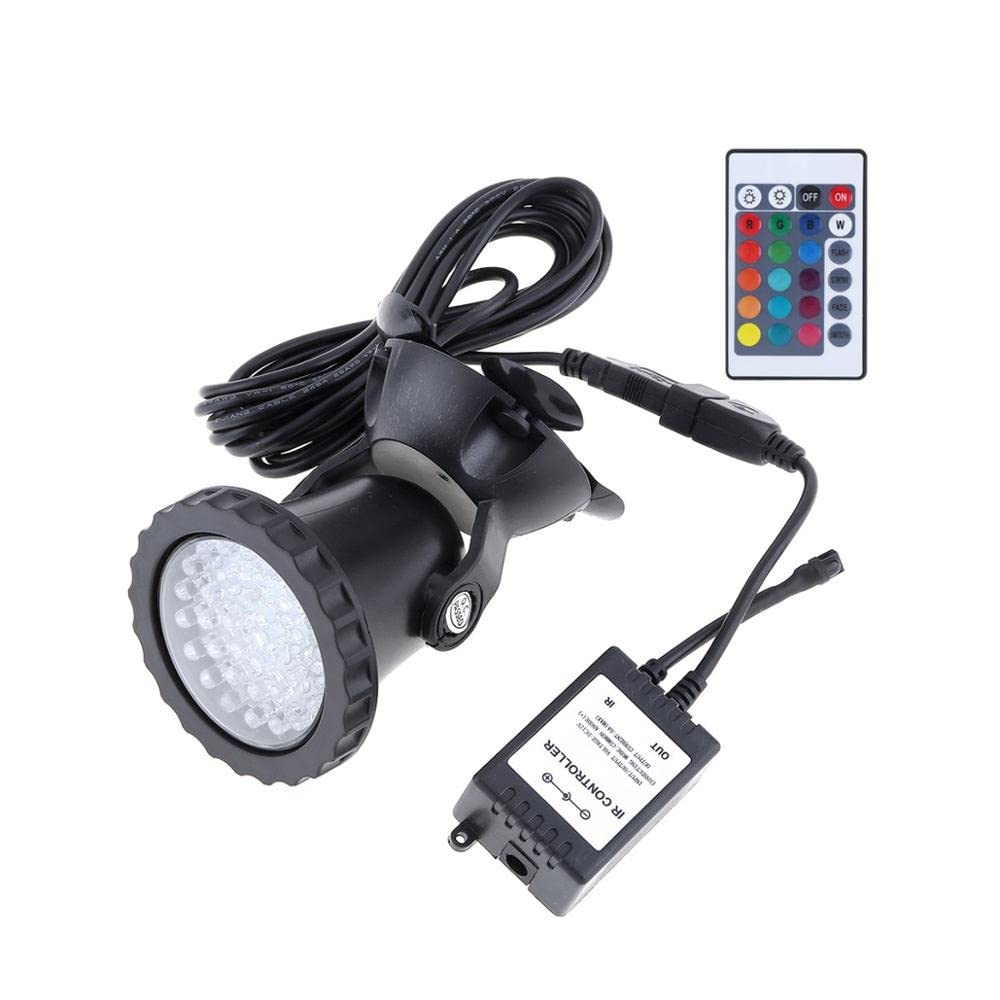 Luz subacuática a prueba de agua RGB que cambia Color 36 foco LED fuente luz pecera piscina estanque acuario lámpara jardín Resistentes Al Agua Seguras(1 Light with remote)