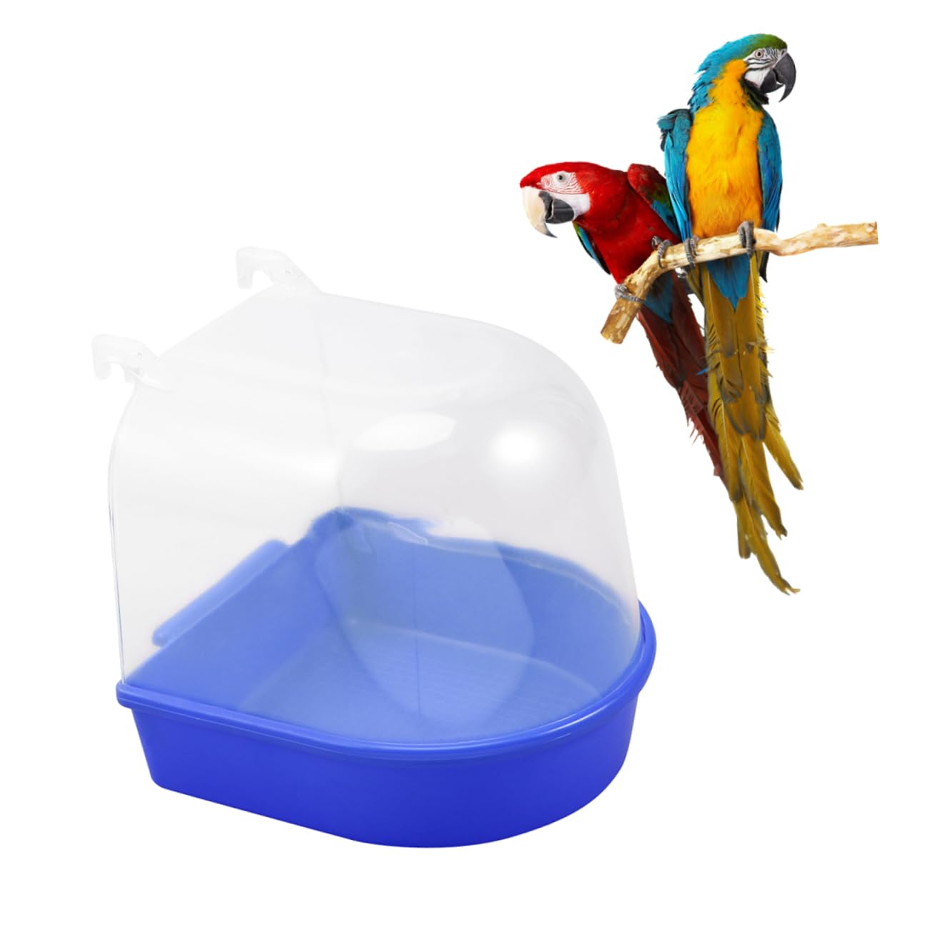 Angoily 3pezzi Bagnetto per Uccelli Coperchio Blu Vaschetta per Pappagalli e Canarini Gabbia per Uccelli Facile da Installare Accessorio per Piccoli Volatili