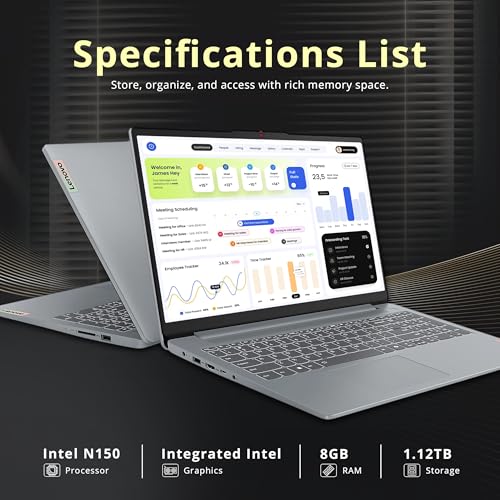 Image of Lenovo IdeaPad Slim 3 15.6 inch Anti-Glare FHD Laptop, Intel Processor N150, Intel Graphics, 8GB RAM, 1.12TB Storage(128GB UFS+1TB Docking Station Set), Long Battery Life, Wi-Fi 6, Win11 Home, Grey