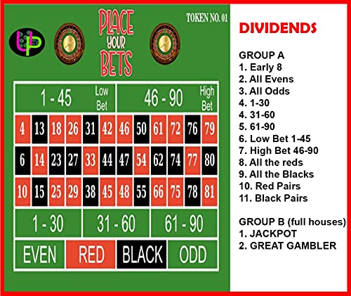 Image of Casino Tambola Tickets | Roulette Theme Housie Tambola Themed Bingo Game| Kitty Party Theme Housie Tickets | English | for Family & Friends (Set of 15 Tickets)