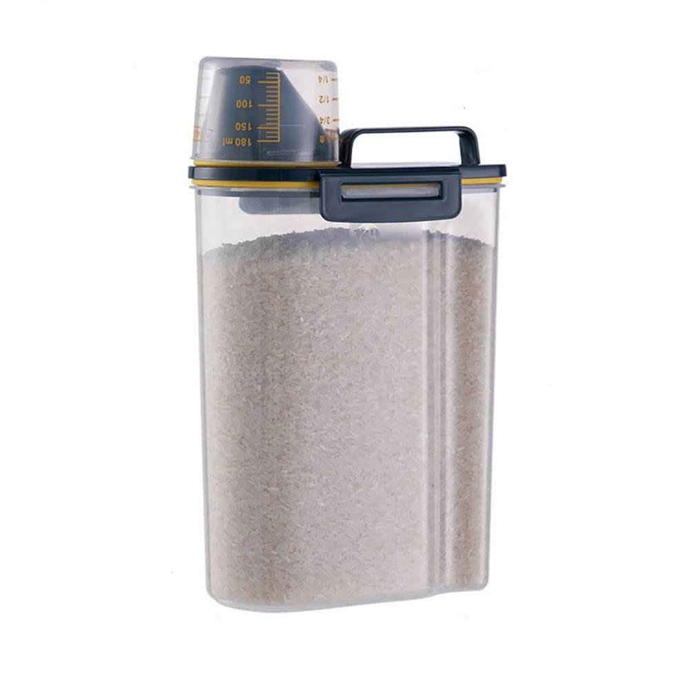 1.5/2kg Pet Sealed Grain Storage Tank Container, Portable Pet Food Storage Bucket With Measuring Cup(Green-2KG)