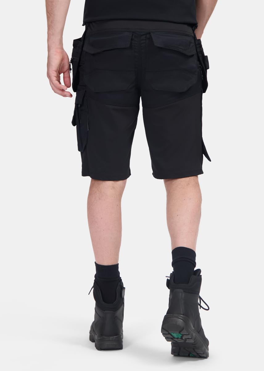 Faze.One Coach 8K Stretch Arbeitsshorts für Herren | Kurze Arbeitshose mit Holstertaschen | Herren-Workshorts | Robuste Profi-Workwear aus Ripstop | Schwarz
