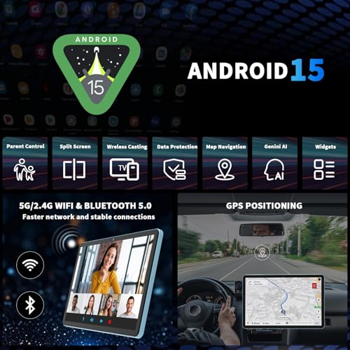 Image of 2026 10 Inch Tablet, Gemini AI Android 15 Tablet with Keyboard, 26GB+256GB+2TB Expand, Electronic Tablets PC with Octa-Core, 8000mAh, 5G WiFi, GPS, GMS, 2 in 1 Tablet with Case, Mouse, Stylus(Black)