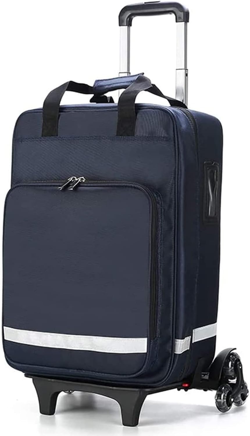 HEYUNDUO First Aid Kit Bag Rolling Medical Supplies Bag with Detachable Trolley, Nurse Rolling Bag Emergency Rescue Kit for Outdoor Hiking, Backpacking, Camping, Traveling(Blue), kk666