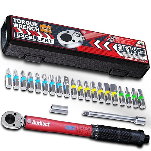 Aurlloct Clé Dynamométrique 1/4" 2-24 Nm, 23 Pièces