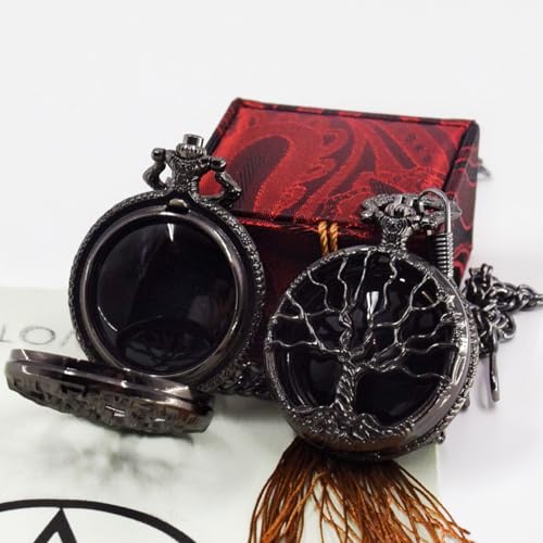 TOWDREU Scrying Mirror Obsidian Mirror Tree of Life Design Witchcraft Kit for Divination Meditation and Spiritual Connection Witchy Gifts