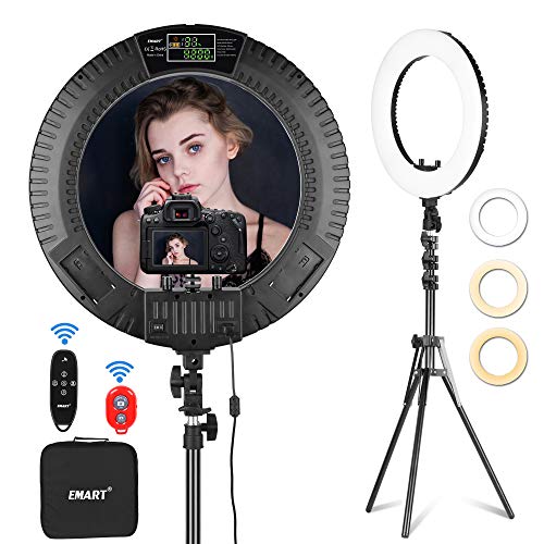 Emart 18 inch LED Ring Light with Tripod Stand, 65W Adjustable Color Temperature