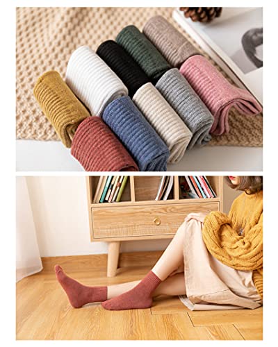 Norther30° Cotton Crew Socks For Women Cotton Casual Solid Color Stretchy Socks For Women Girls 10 Pairs (Style-A) #TOP2