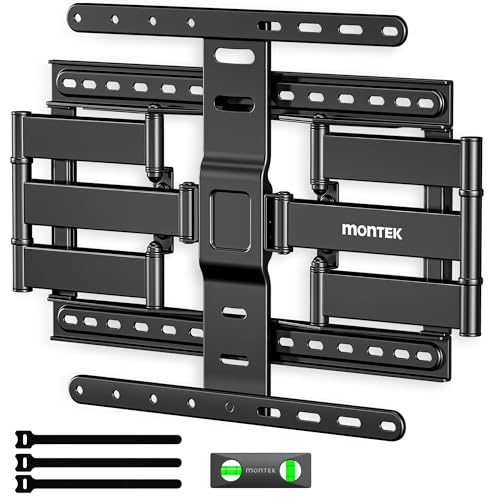 monTEK 1.1' Ultra Slim TV Wandhalterung für 37–75 Zoll Fernseher bis 60 kg, Low Profil TV Halterung Schwenkbar, Neigbar und Ausziehbar, Vollbewegliche Wandhalterung Fernseher Max. VESA 400x400 mm