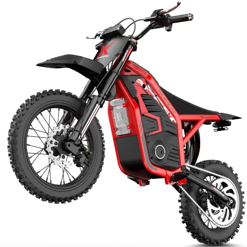ESKUTE NOVA X Electric Dirt Motorcycle 35-46 MPH 4000W Motor 40 Climbing with 2849 Certified 48V 22.8Ah Battery Full Suspension Hydraulic Brakes Mountain Off-Road for Teens Adults RED