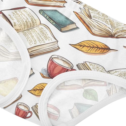ZZKKO Colorful Books and Coffee Girls Underwear Toddler Panties for Girls Comfort Brief Size 2T-8Y3
