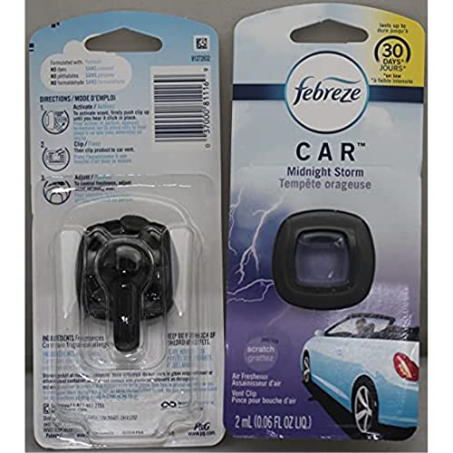 Image of Febreze Car Vent Air Freshener, Midnight Storm, 0.06 Oz, Pack of 8