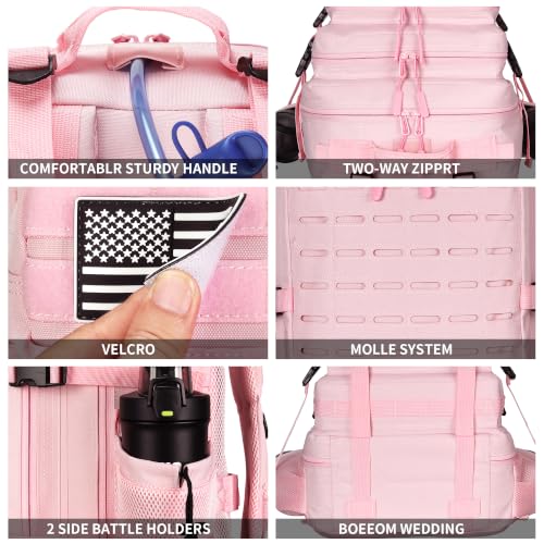 Image of Military Tactical Backpack 45L /25L 3 Day Assault Pack Molle Daypack Hiking Backpack for Men and Women (Pink, 45L)