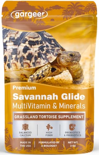 Gargeer Grassland Tortoise Multivitamin & Mineral Powder 3 oz, High Fiber Supplement with Probiotics, Calcium & Vitamins for Sulcata, Russian, Hermann's & Leopard Tortoises. Made in the USA. Enjoy!
