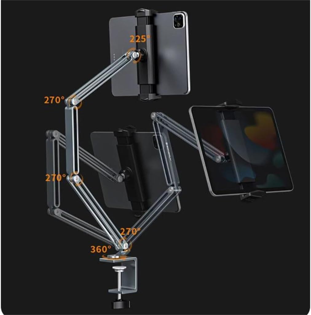 Desk Bed Tablet Stand Adjustable Mobile Phones Tablets Aluminum Arm Mount Support(White-Fruit peach5)