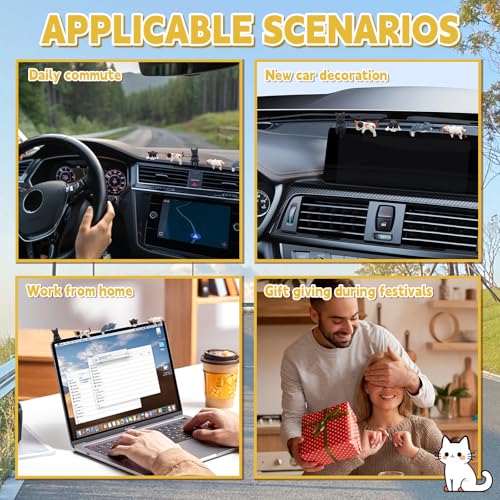 OPEIXSAYKOC 5 Stück Mini Katzenfiguren, Resin Cat Desk Figures, Kleine Katzenfiguren Deko,Mini Figuren für Schreibtisch, Computer Monitor Dekor, Auto Dekoration für Armaturenbrett, Mittelkonsole