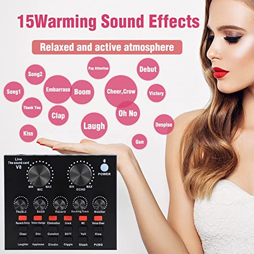 Analim Condenser Microphone Bundle, Live Sound Card, Adjustable Boom Arm, Shock Mount, Metal Mic Pop Filter, Earphone, Sponge Pop Filter Cover, Connection Method Mic Kit, Set Of 11 #TOP4