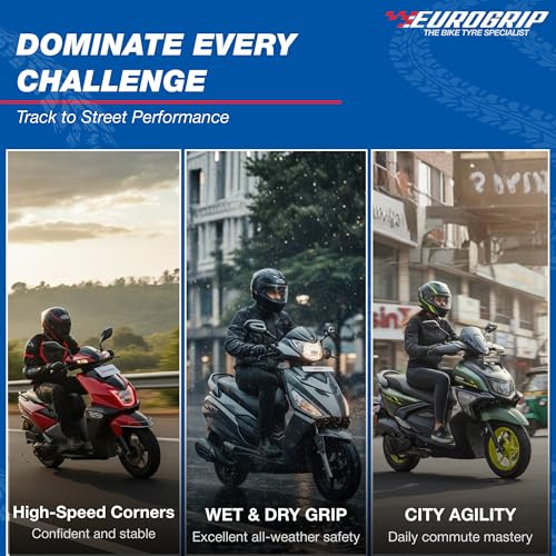 Image of Eurogrip Tyres | 100 /80-12 56L ATT 455F REMORA Tubeless | Tyre for Front | Manufacturing Year: 2025