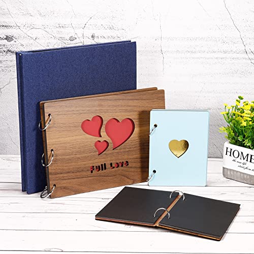 Álbum de recortes de madera PATIKIL, 3 unidades, 6x4 pulgadas, para fotos, libro de visitas, álbum de memoria DIY, con 15 páginas negras, ideal como regalo para Navidad, aniversario o cumpleaños miniatura 5