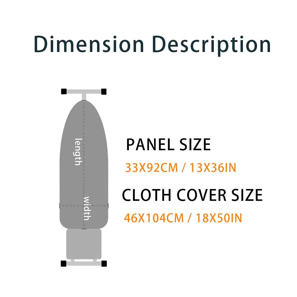 Tabla de Planchar de 33 x 91 cm con Acolchado, Funda Ajustable de algodón con Acolchado, Funda de Repuesto y Almohadilla Resistente a Quemaduras (Blanca)