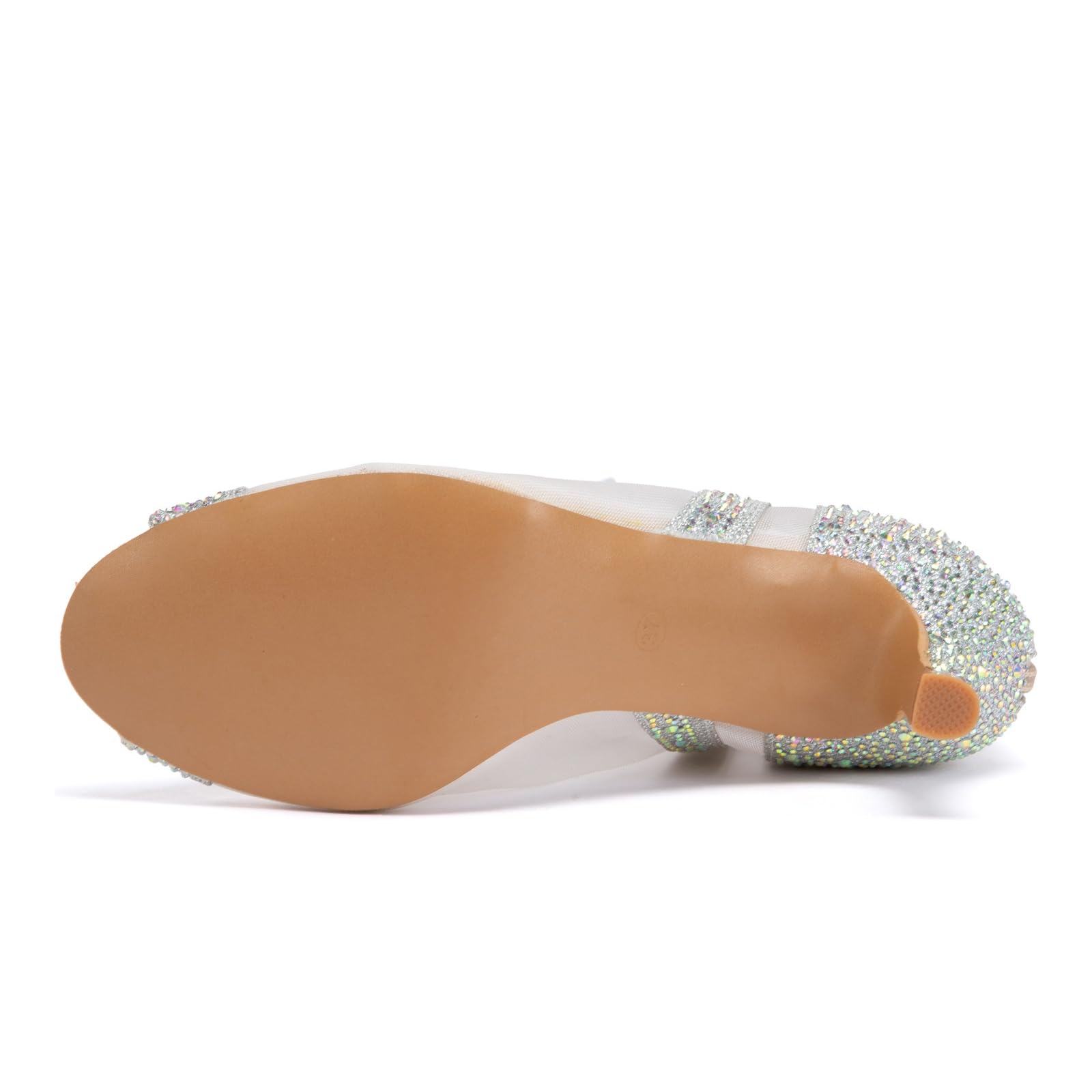 SWDZM Stivali Ballo Latino Donna Punta Aperta con Strass | Tomaia in rete traspirante con glitter,chiusura frontale con lacci regolabili,suola in scamosciata,tacco 7 cm,punta aperta