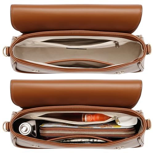 molshine Women's Crossbody Bag, PU Leather Square Flapover Shoulder Bags, Stylish Flip Cover Mailman Bag Tote Purses Satchel4