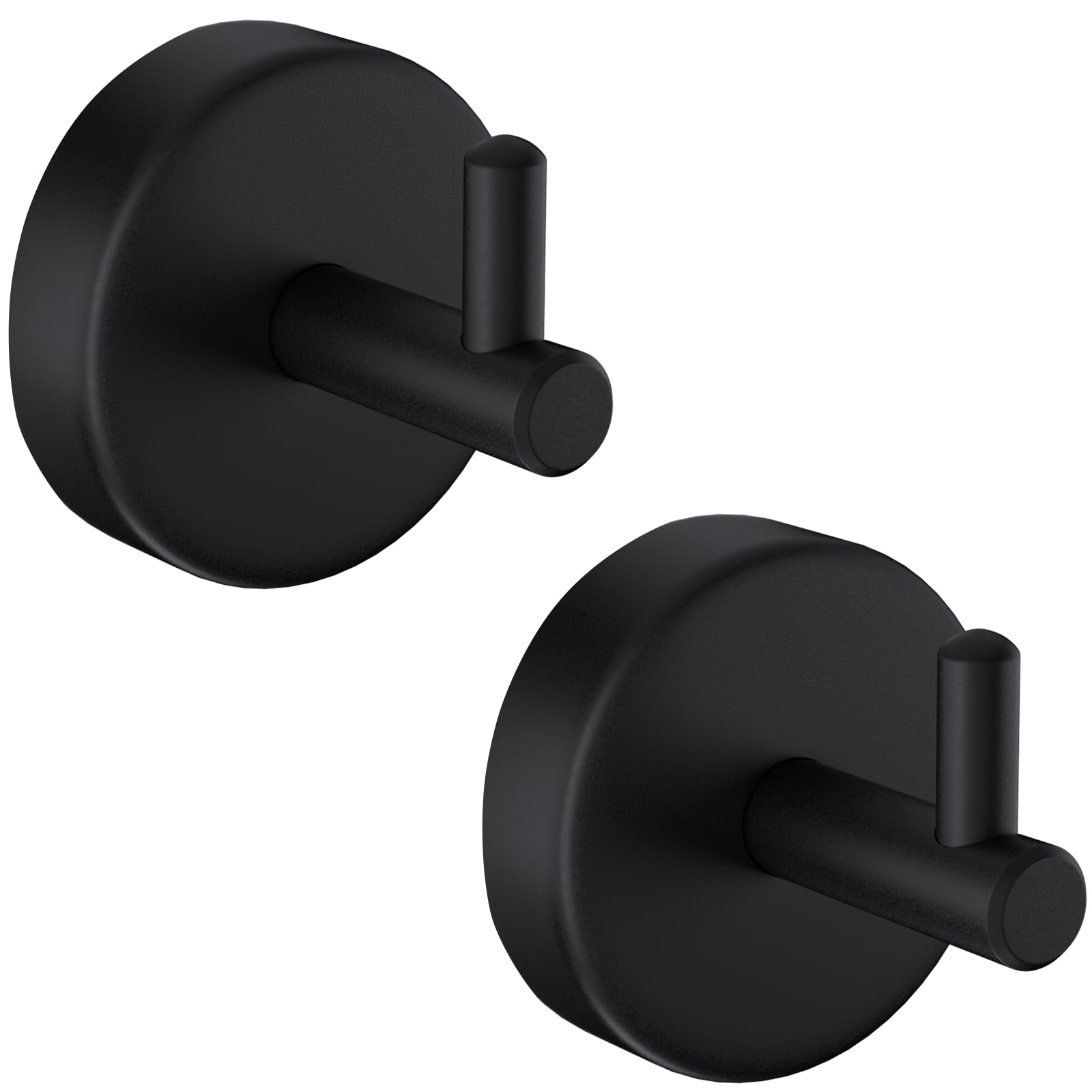 Qniiaed Black 2 Pack Towel Hooks For Bathrooms,Stainless Steel Door Hook Screw In For Coat Robe(Matte )