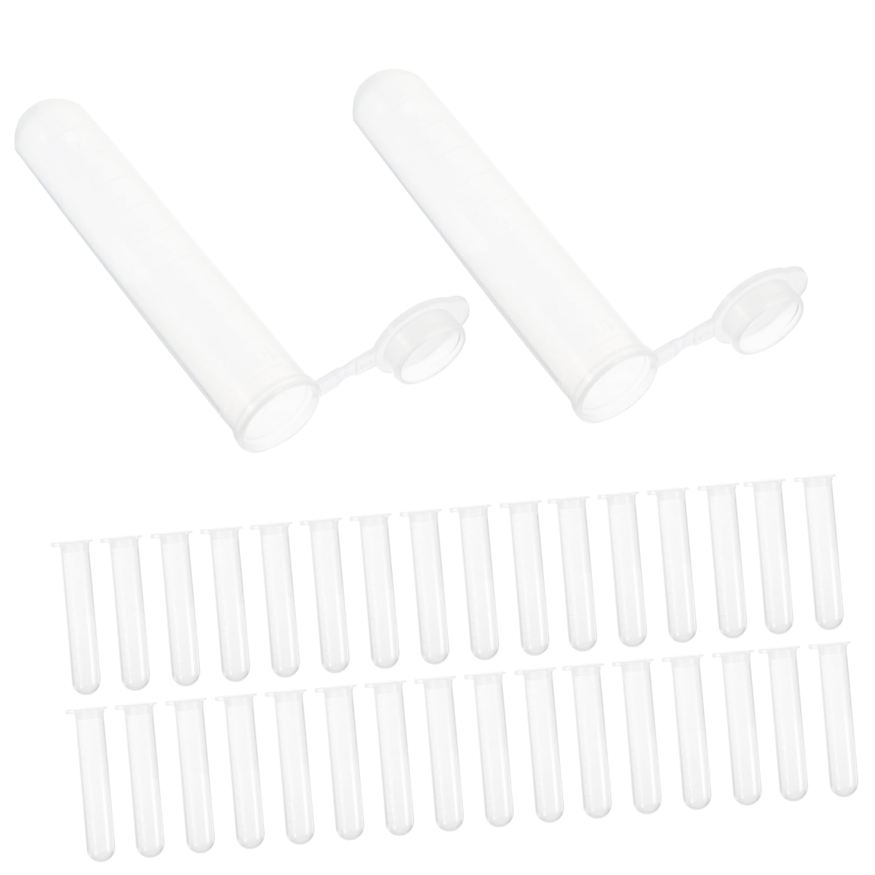 Garneck 50pcs Plastic Testing Tubes Lids Sample Storage Vials for Liquid Powder Lab Easy to Carry