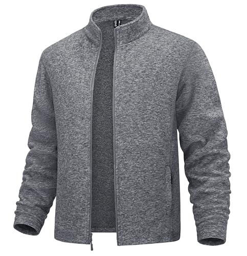 MAGCOMSEN Mens Zip Up Sweatshirt Casual Fleece Jacket with Zipper Pockets and Stand Collar