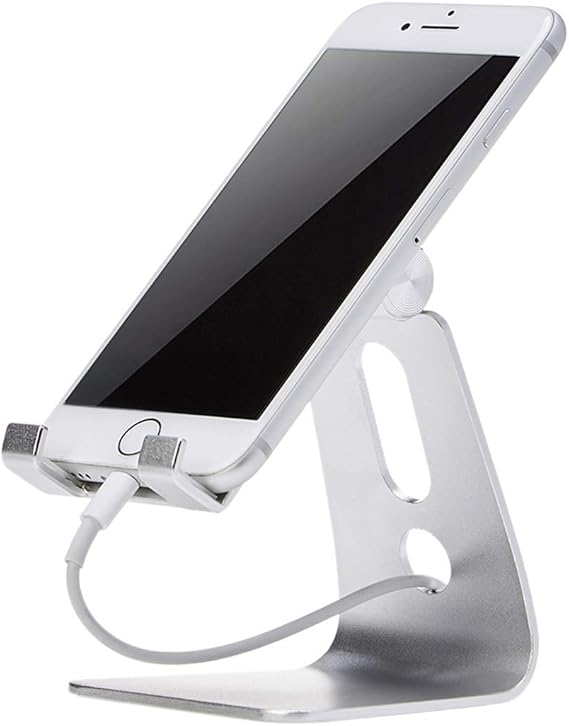 Amazon Basics Adjustable Aluminum Cell Phone Desk Stand for