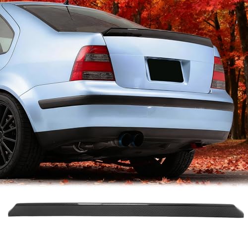 FREEMOTOR802 Compatible with 1999-2003 Volkswagen MK4 Jetta Sedan, Rear Duckbill Trunk Spoiler Deck Lid Spoiler, ES Style Carbon Fiber Print ABS Tail Lip Wing Add-on Exterior Parts
