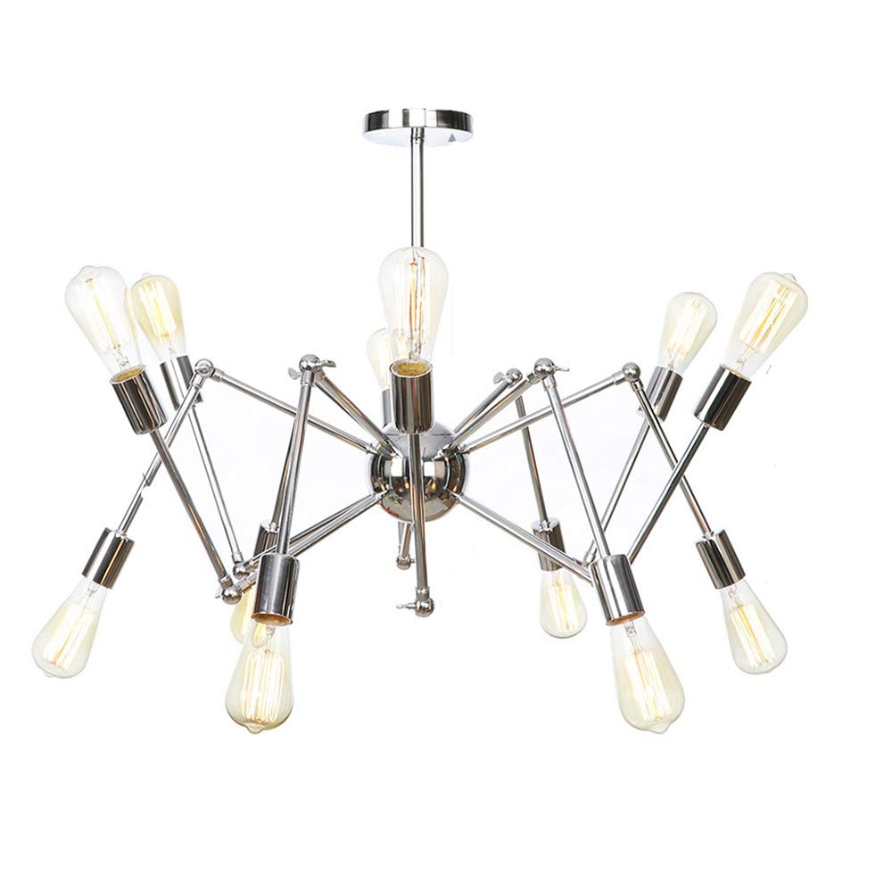 VDOQTLJT E26 Gold Sputnik Chandelier Modern Pendant Light Lighting V-intage Ceiling Fixtures Compatible with Kitchen Living Room Dining Bedroom Farmhouse Wall Sconce(Cromo,12 head)